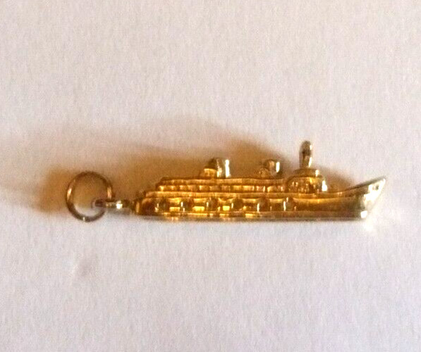 Ocean Liner Charm Gold Plated Sterling Ship Charm for Bracelet Vintage Charm