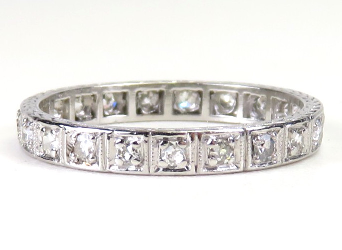 Antique Art Deco 1920’s Wedding Eternity Platinum Band Size 5.5 UK-K1/2 EGL USA