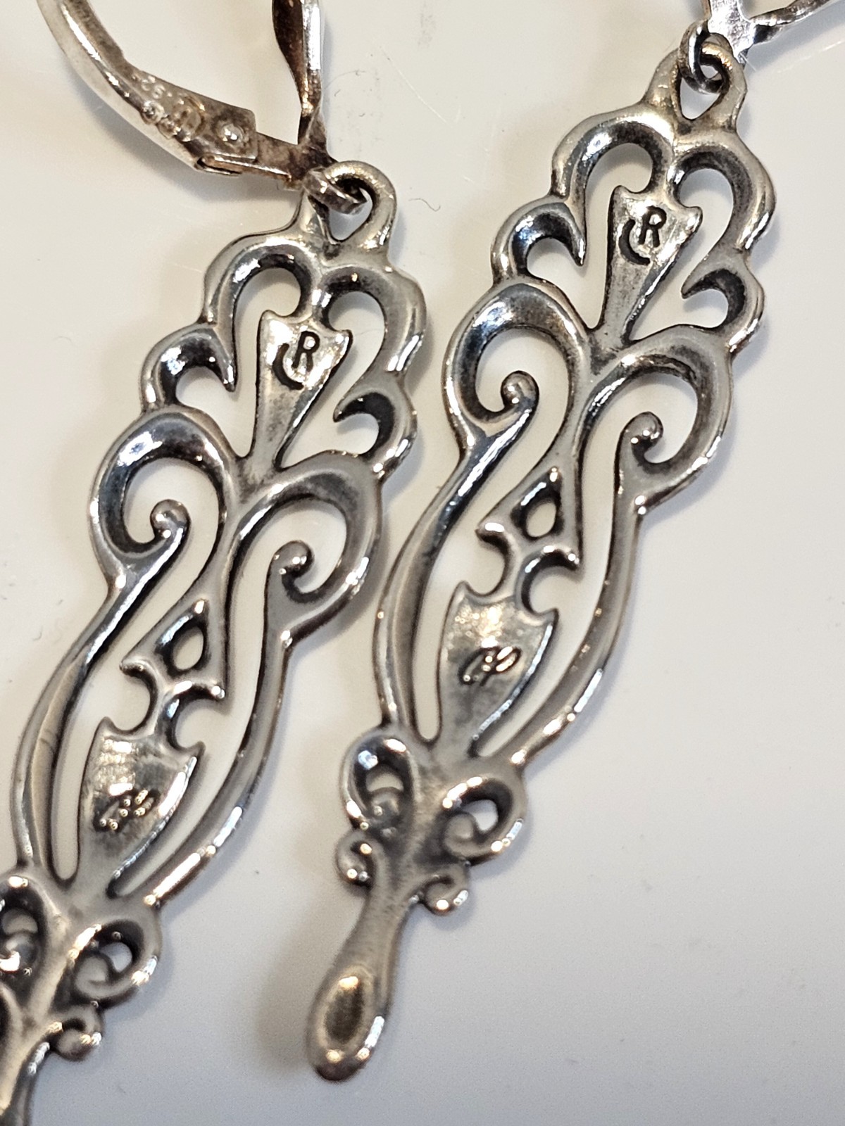 Carolyn Pollack sterling silver dangle earrings filigree lever back