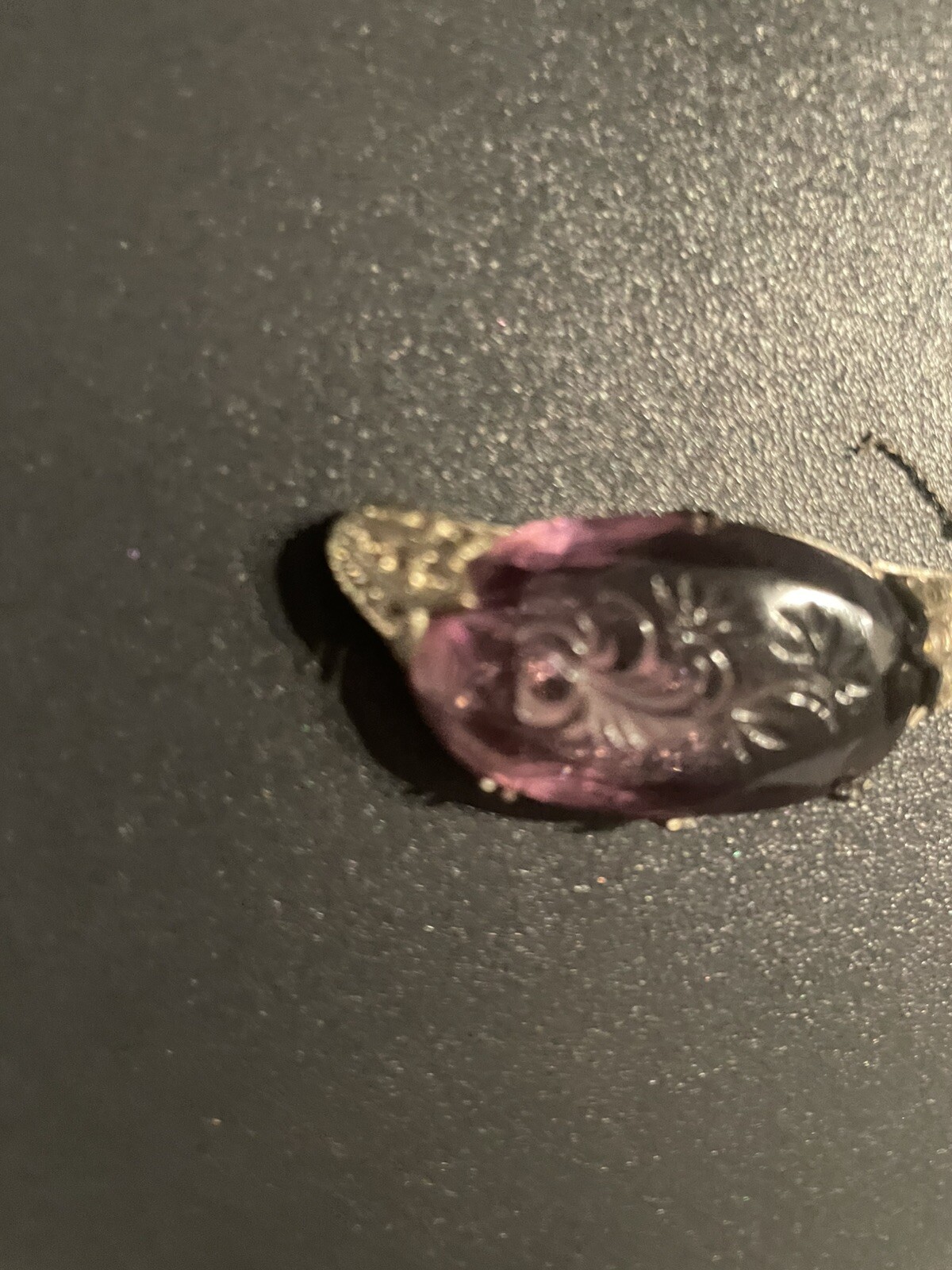 Vintage Czech Art Deco Antique Amethyst Glass Pendant only Flower design