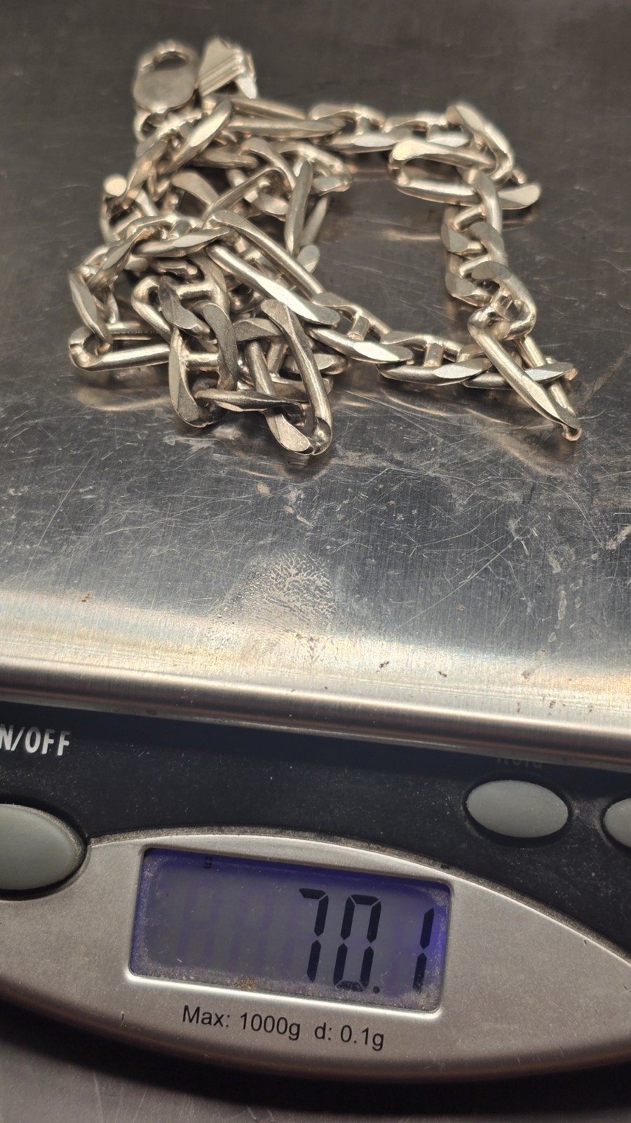 Vintage Sterling Silver Italy 925 Figaro Link Chain Necklace 20″ 70 Grams