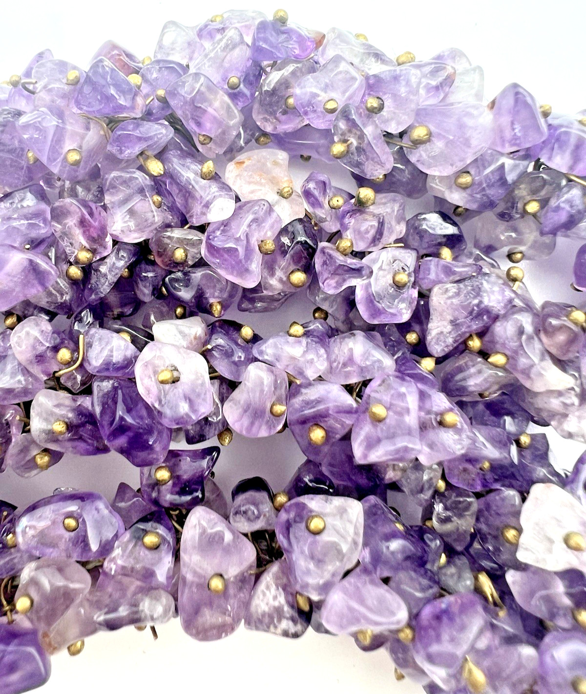 Vintage Genuine Amethyst Handmade Necklace Semi-Precious Chip Bead Purple 26”