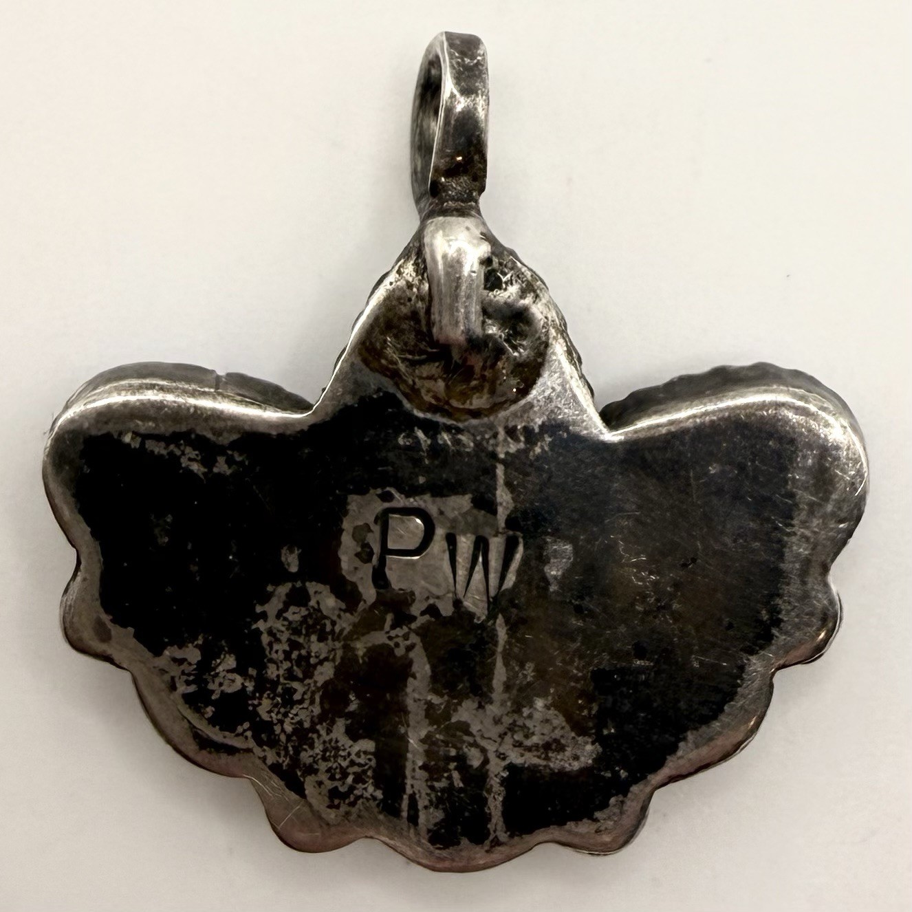 Vintage Signed PW Blue Stone Floral Cluster Pendant | Unknown Material