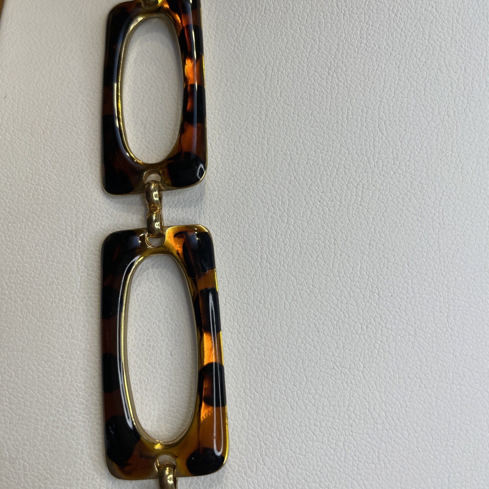 Vintage Faux Tortoiseshell Open Lozenge Gold Tone Belt Necklace