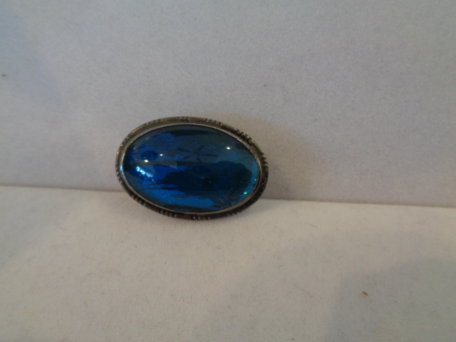 MORPHO “CVS” COLLECTORS VINTAGE SILVER BROOCH PIN. 1930s-1950s.? IRIDESCENT BLUE