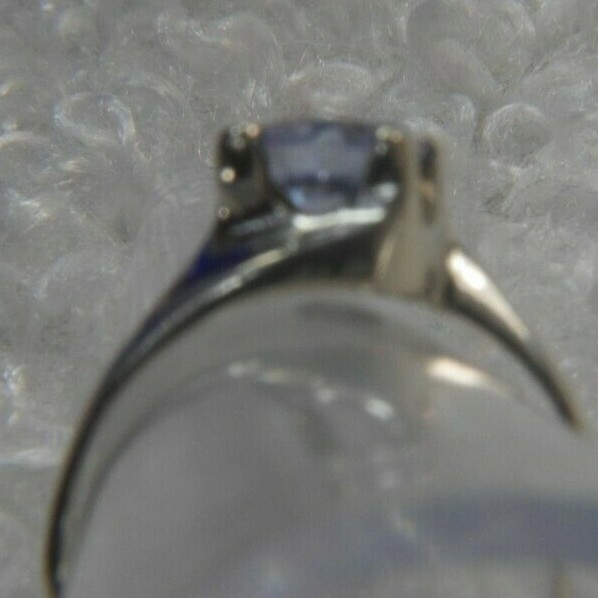 Iolite 6mm Cordierite 0.925 Sterling Silver Estate Engagement Band Ring size 6.5
