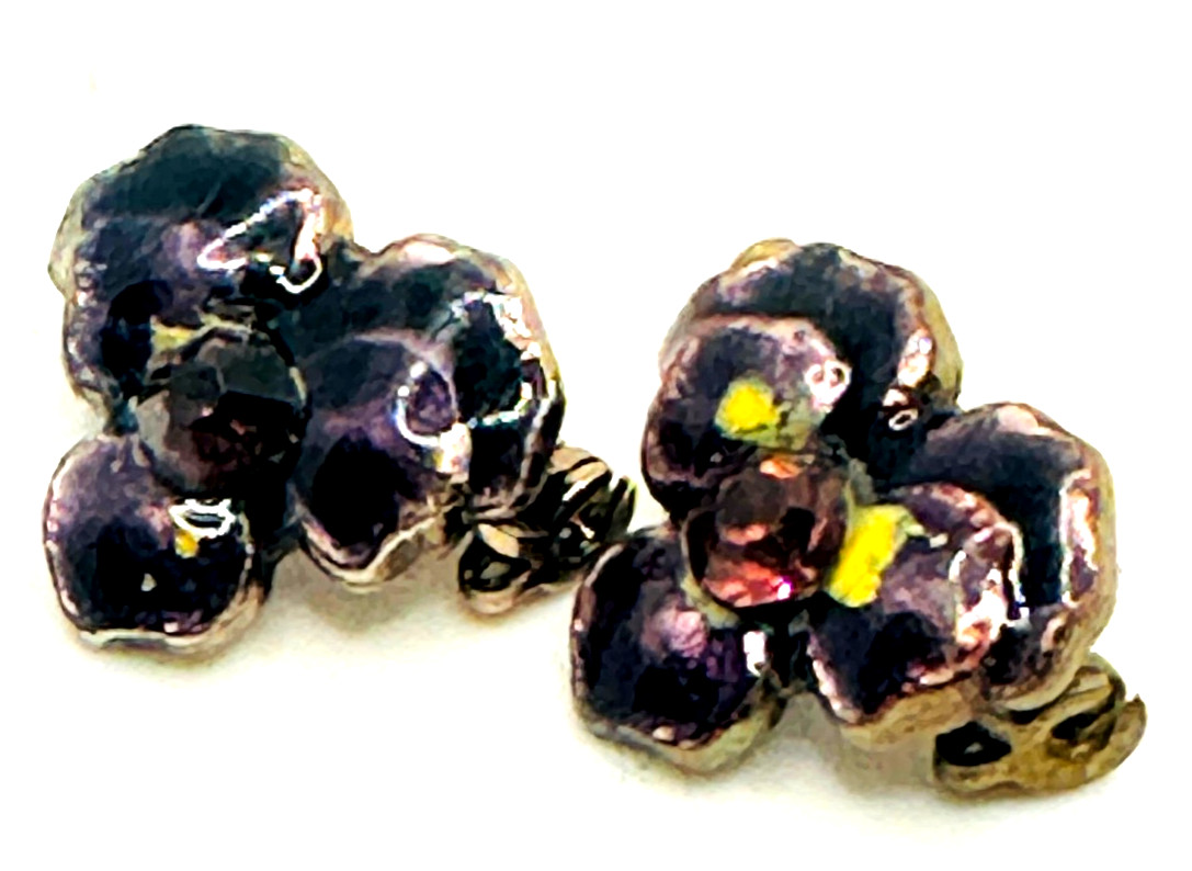 Vtg Antique Set 2 Tiny Purple Pansy Rhinestone Scatter Pins Adorable
