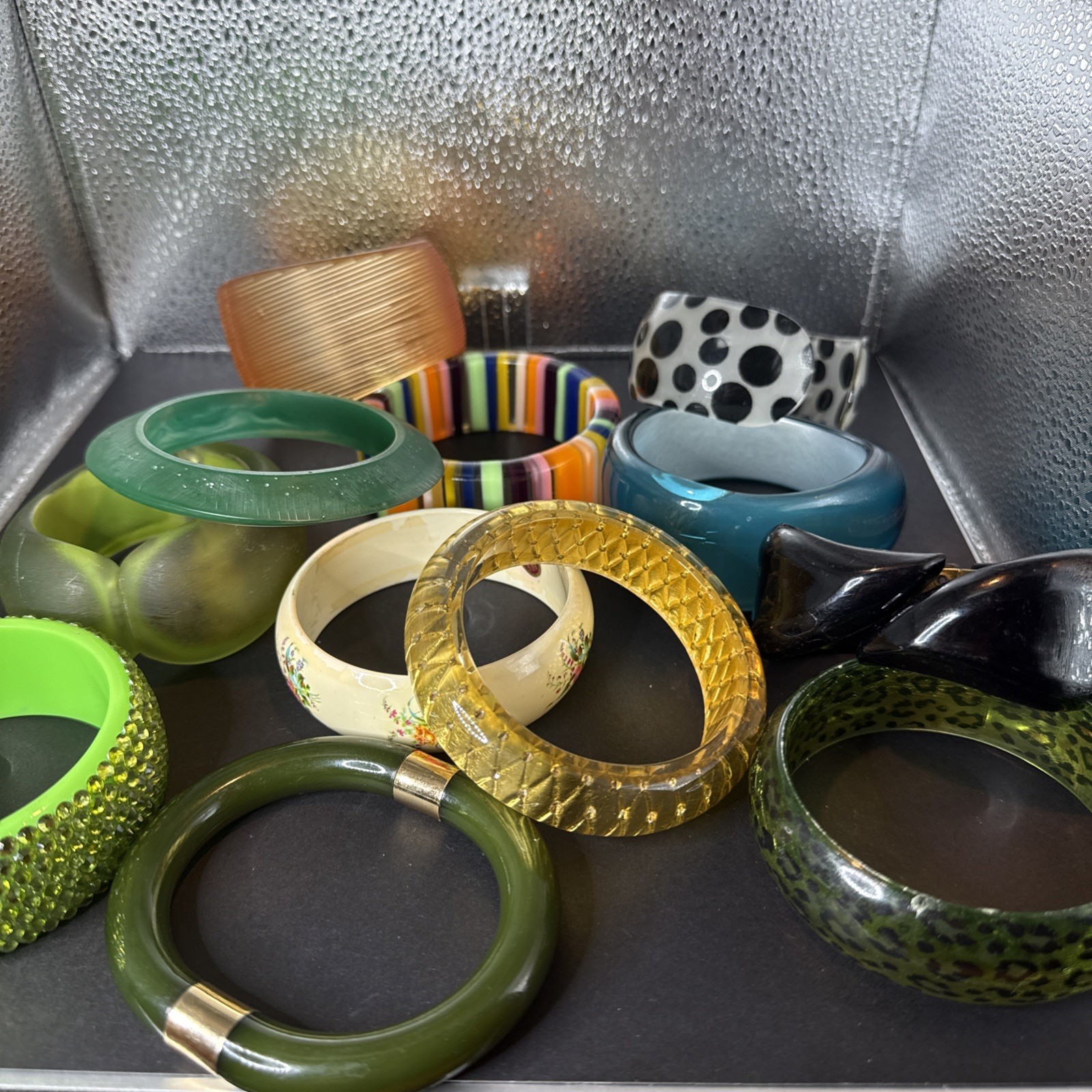 Vintage 12 Celluloid & Lucite Plastic Bracelets Variety Collection