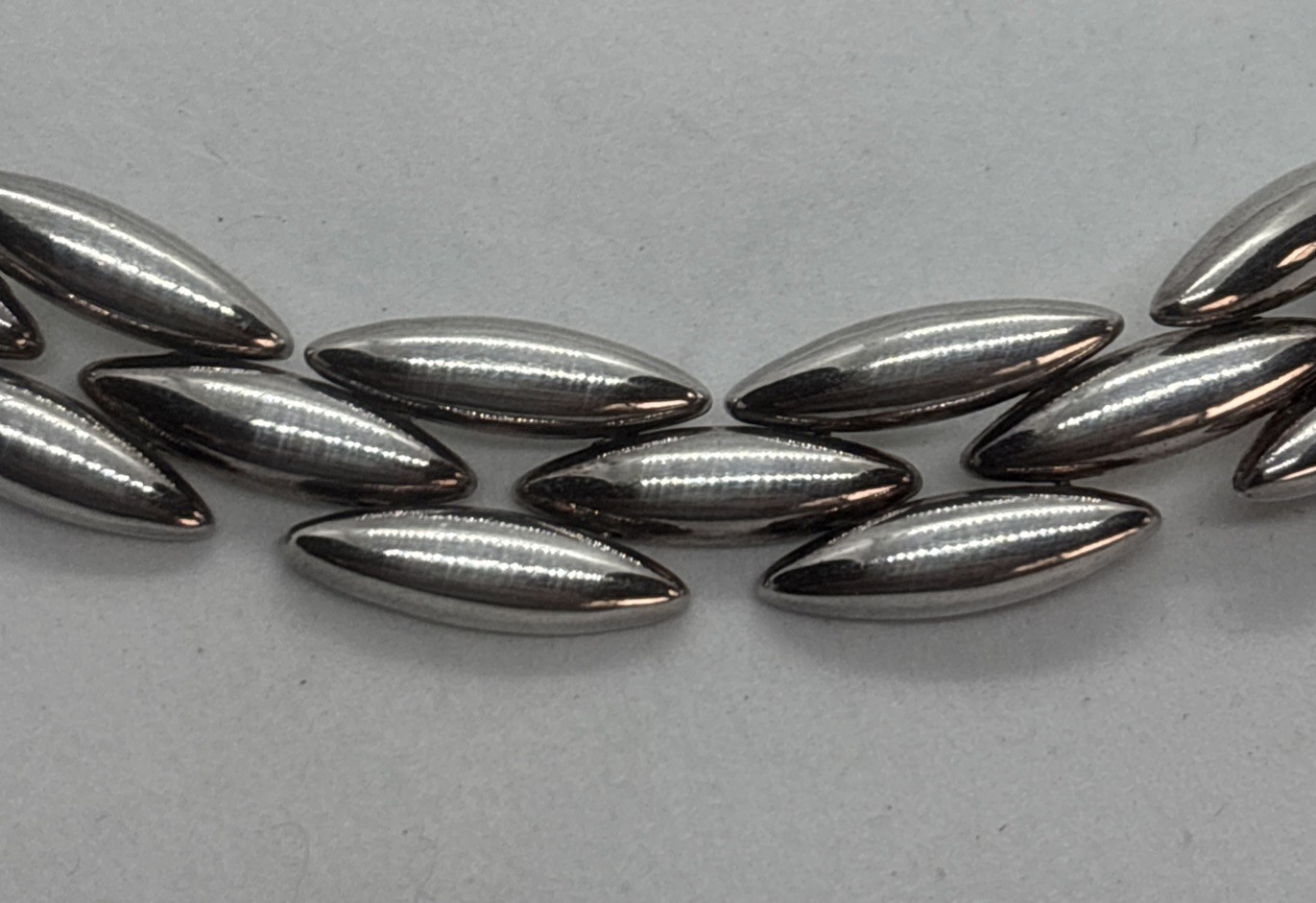 Vintage Sterling Silver Modernist Choker Necklace Marquis Link Unisex43.3 Gr 16”