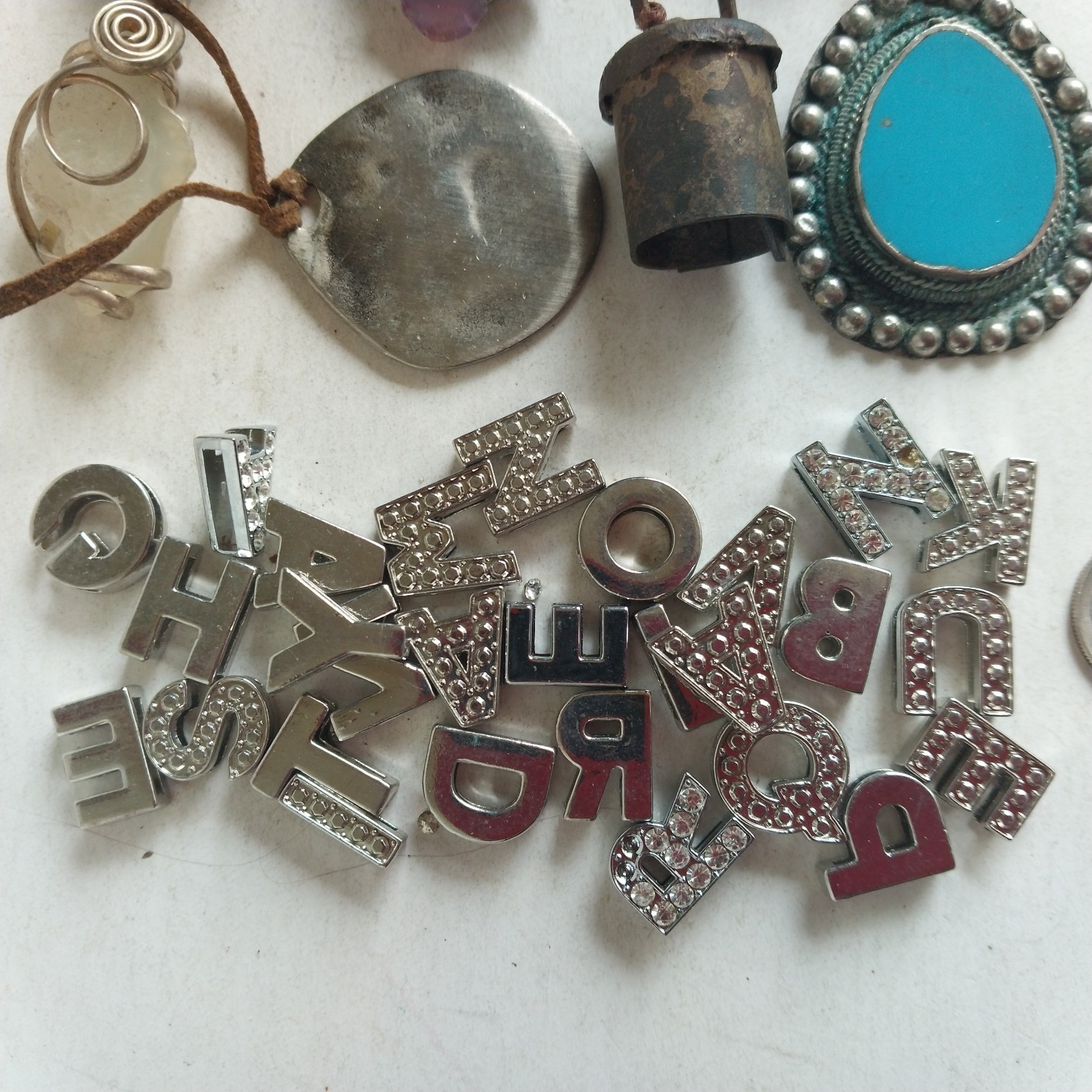 HUGE Lot of Pendants Art Glass Metal Stone Butterfly Teardrop Clover Wire Wrap +