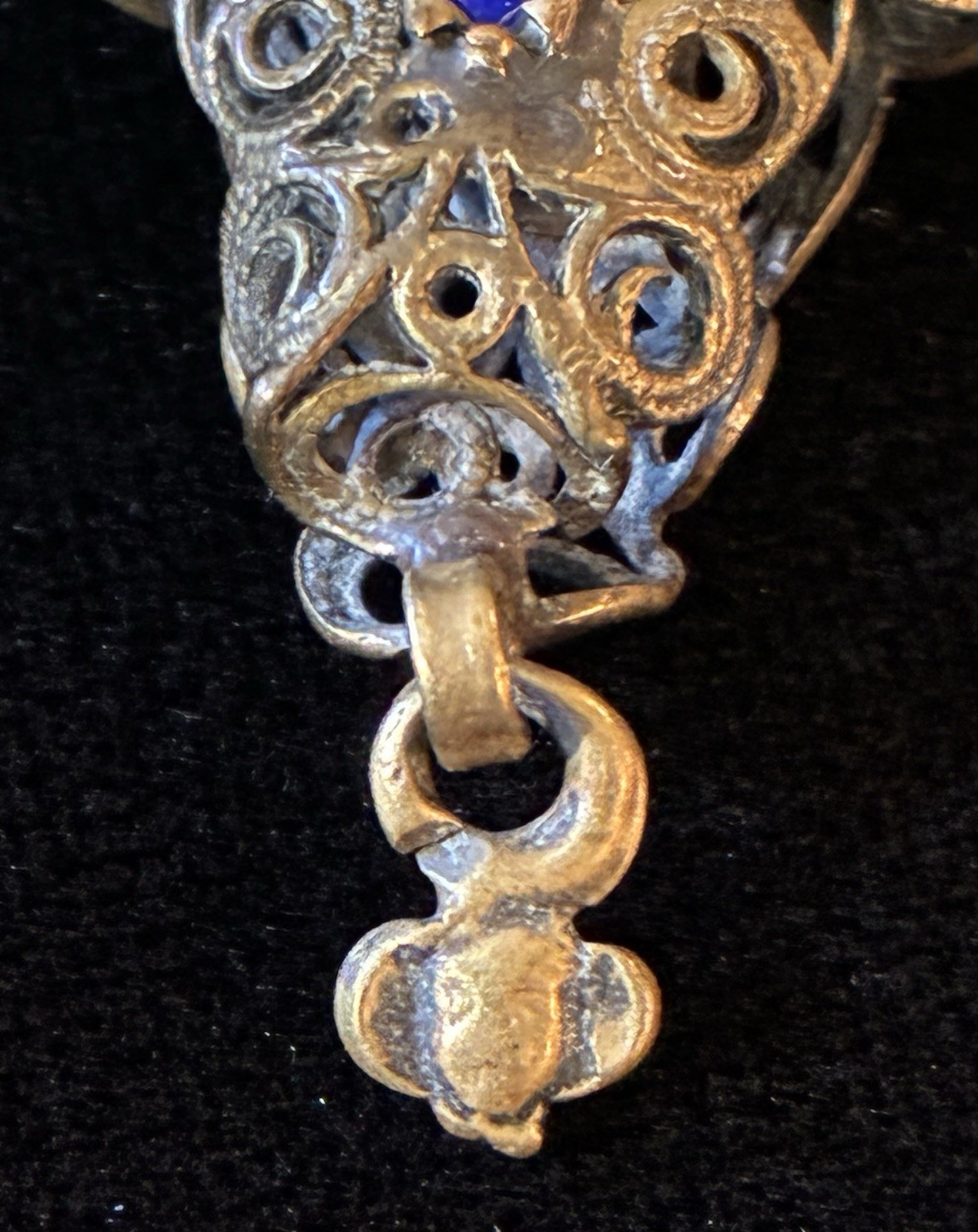 Antique Bavarian Crucifix Cross in Filigree Pendant
