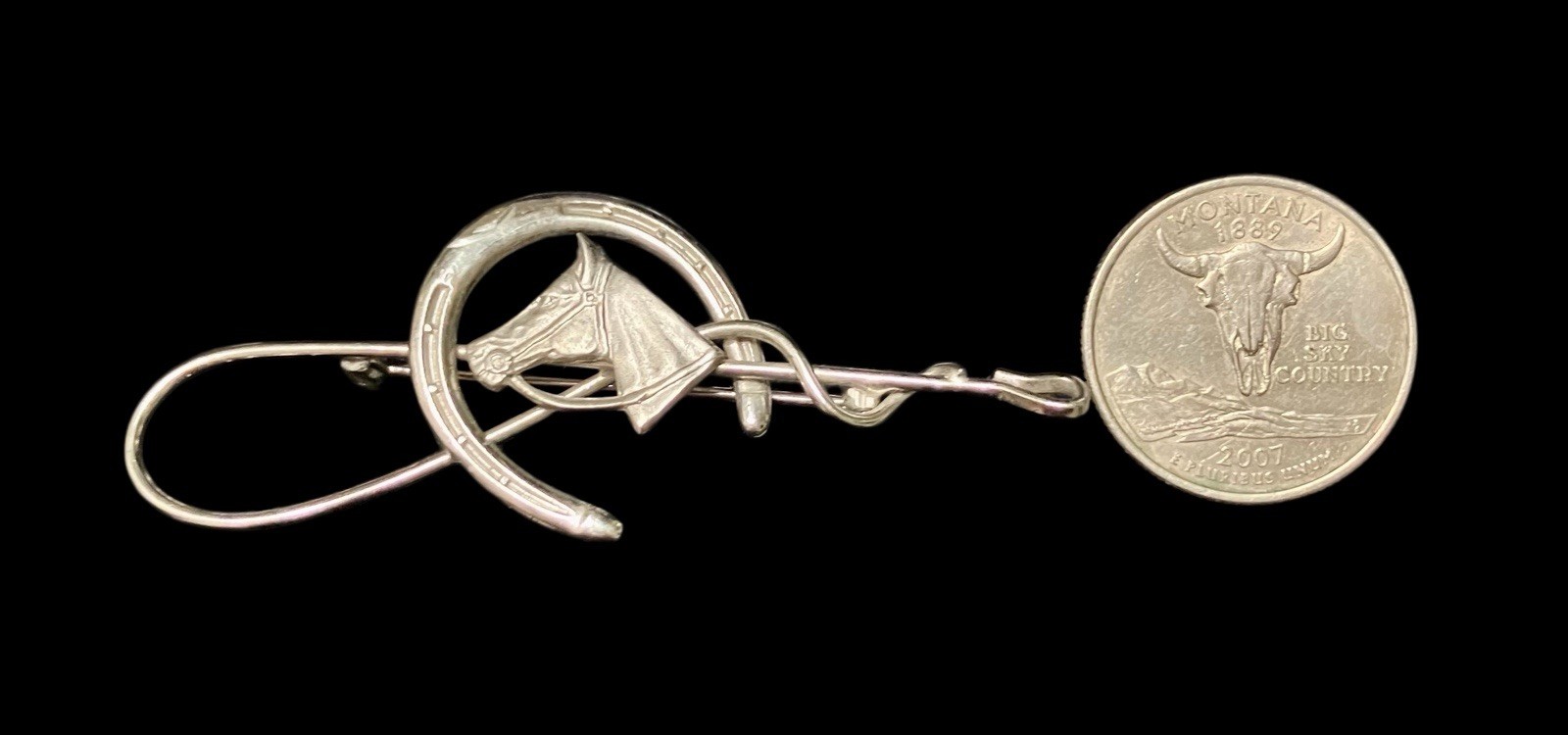 Vintage CARL ART Sterling Silver Equestrian Horse Head Horseshoe Brooch Pin