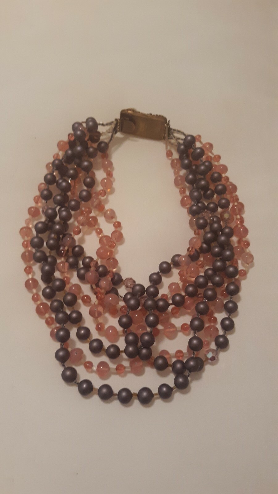 VINTAGE “ORNELLA” COLLECTIBLE NECKLACE 8 Strand,  MADE IN ITALY Pinks & Purples.