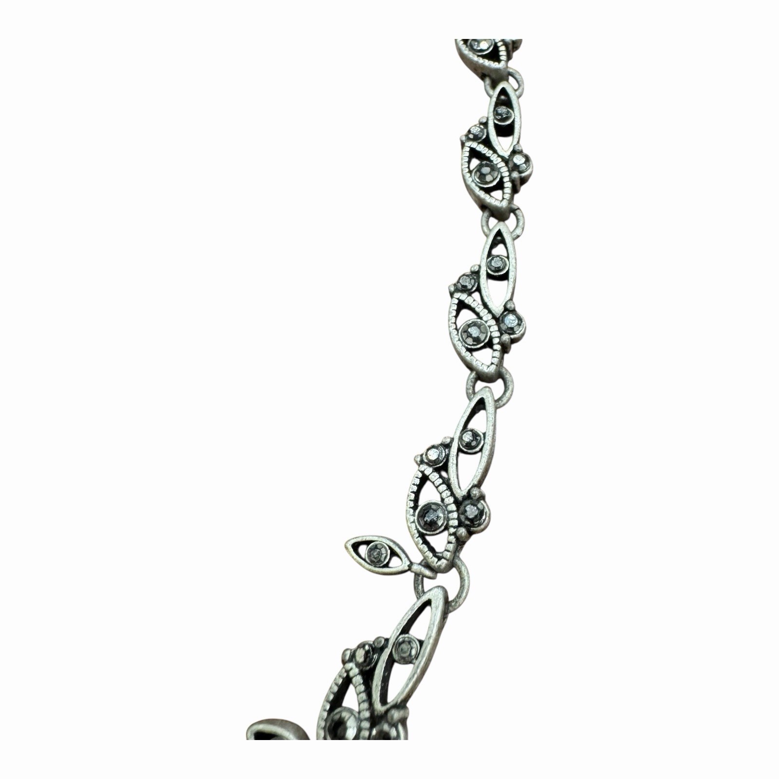 Crown Trifari Necklace Silver Tone With Marcasite 15.5 in – 17.5 in Adjustable