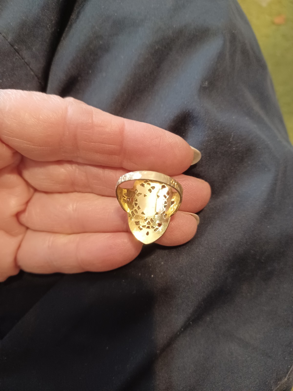 VINTAGE ART DECO JOE ESPOSITO ESPO CARVED SHELL CAMEO 18K HGE FILIGREE RING 7.25