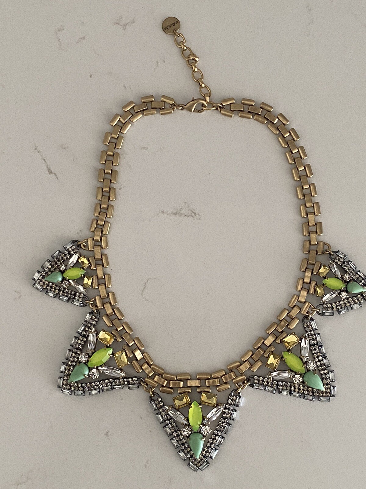 VTG Stella & Dot Choker Statement Piece Rhinestone Necklace adjustable green