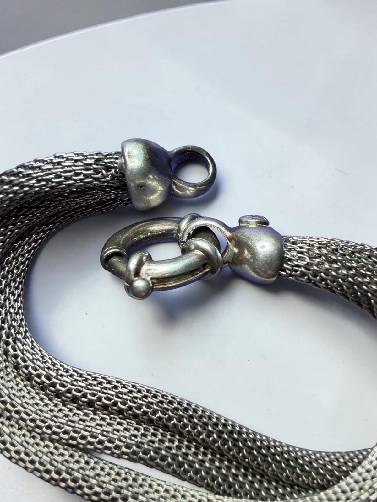 VTG Italy Popcorn 925 Sterling Silver 6 Strand Woven Mesh Bracelet 7.5″ 29g