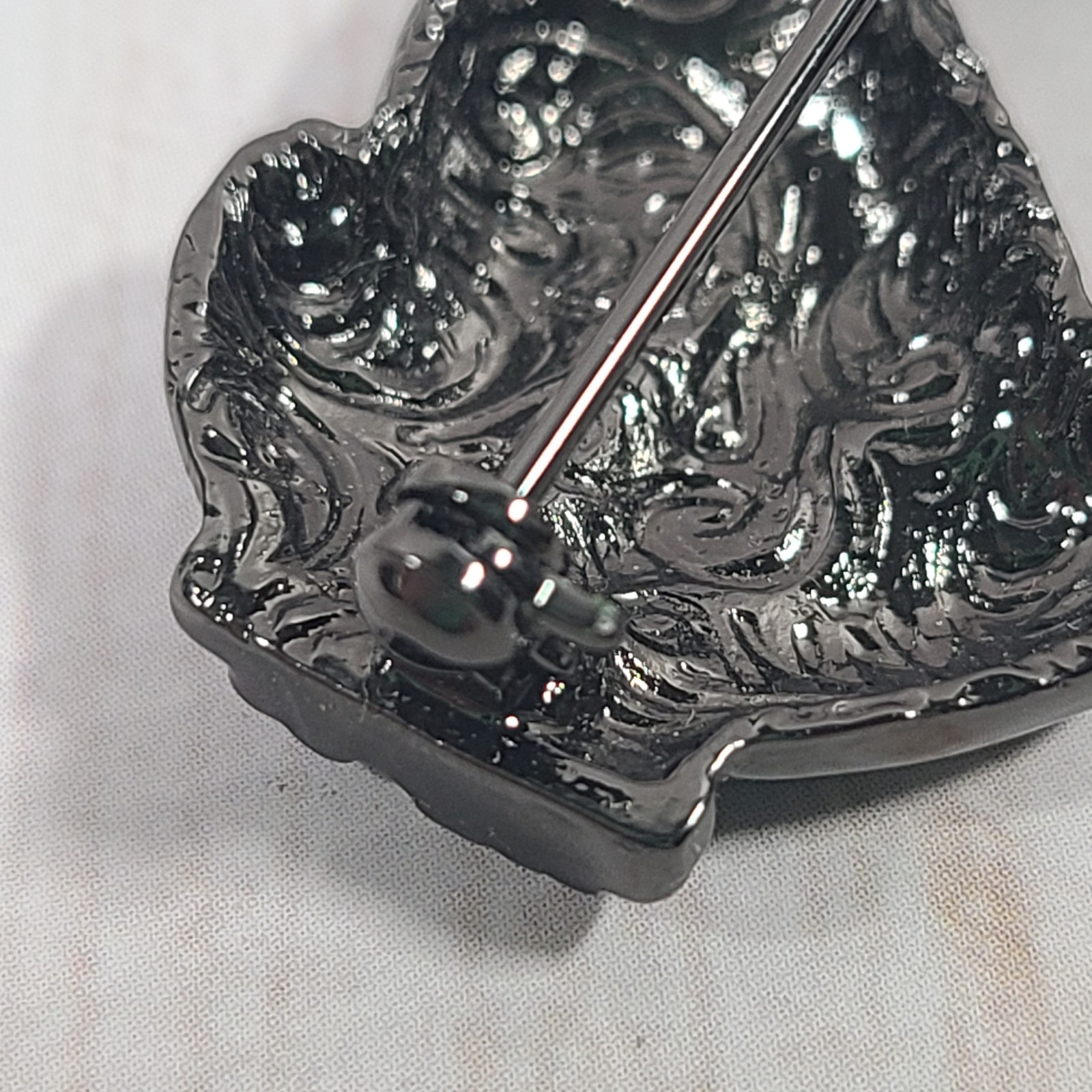 Vintage Black Cat Pin /Brooch Gunmetal-Tone W/Pink Rhinestones 1928 Jewelry Co