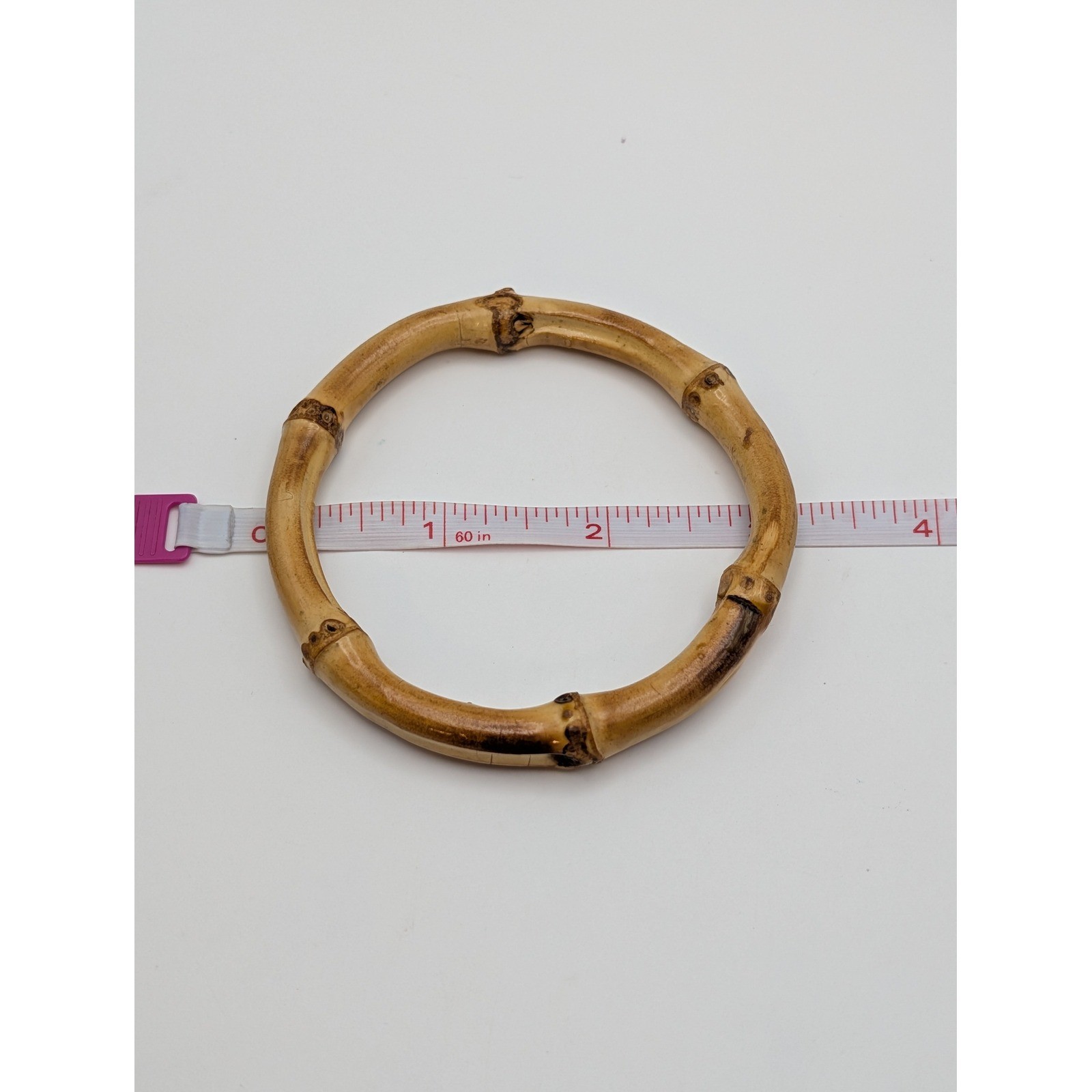 Vintage Faux Bamboo Bangle Bracelet Lot 3 Resin Acrylic Stackable Brown Beige