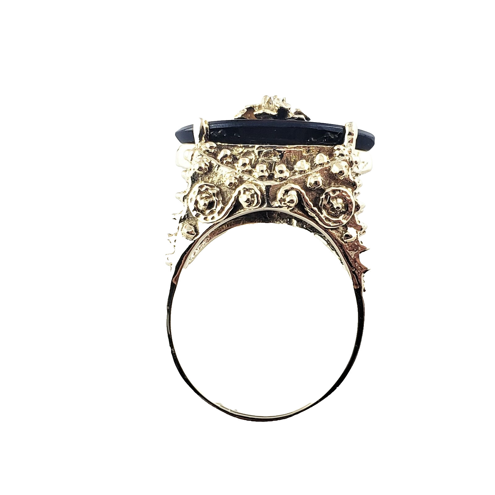 Vintage 14 Karat Yellow Gold Black Onyx and Diamond Ring Size 8.25 #8301