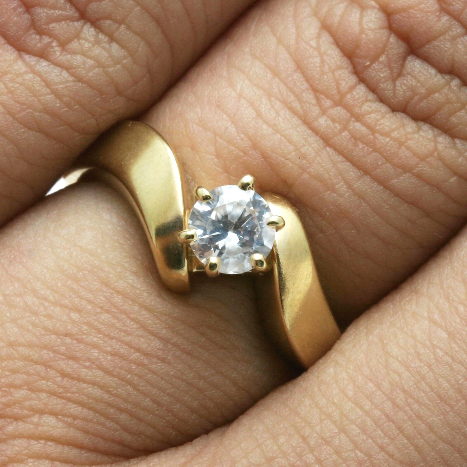 Vintage 14k Diamond Solitaire Engagement Ring 0.35 ct miners cut yellow gold
