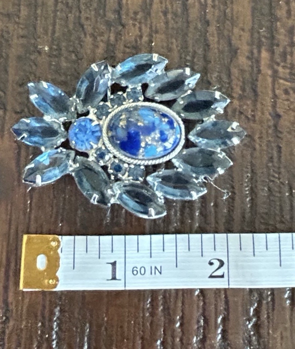 Vintage DeLizza & Elster Juliana Blue Rhinestone And Lapis Lazuli Brooch