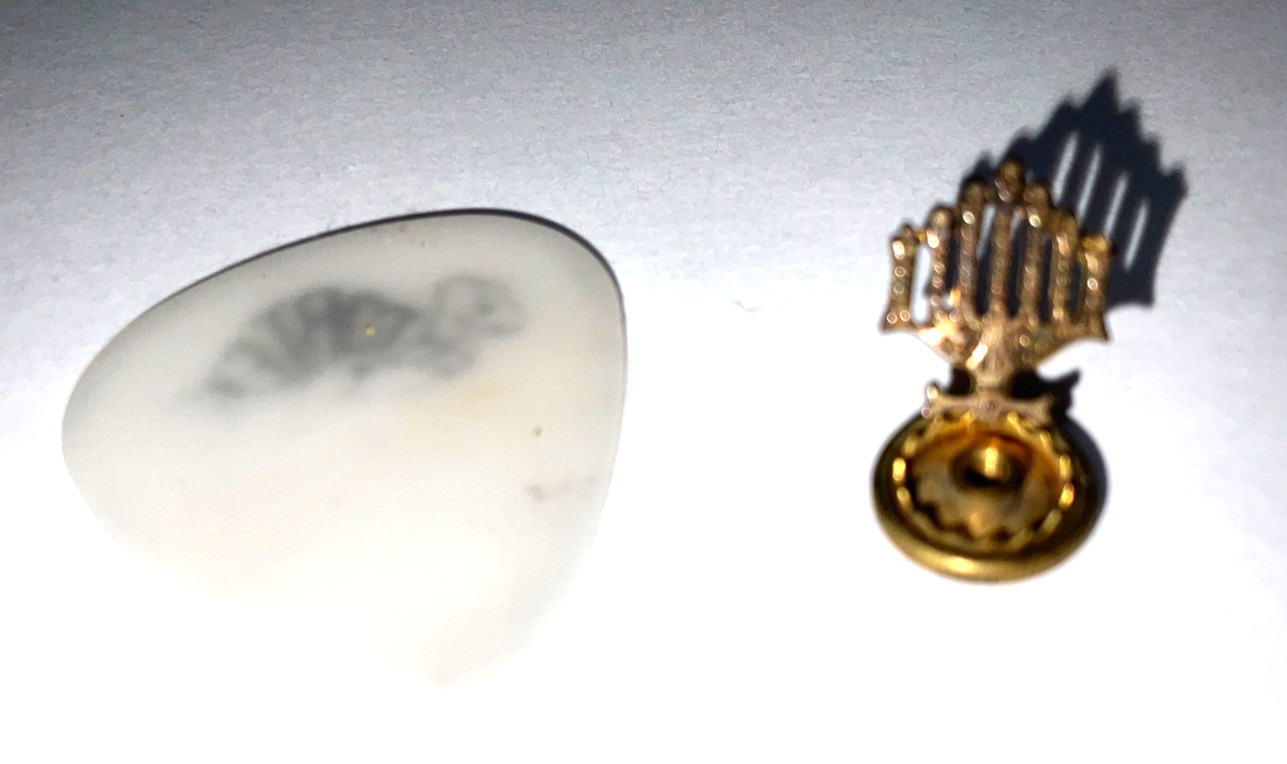 Vintage Bastian Bros Mid Century Gold Filled Menorah Tie Tack Lapel Pin w/ Card