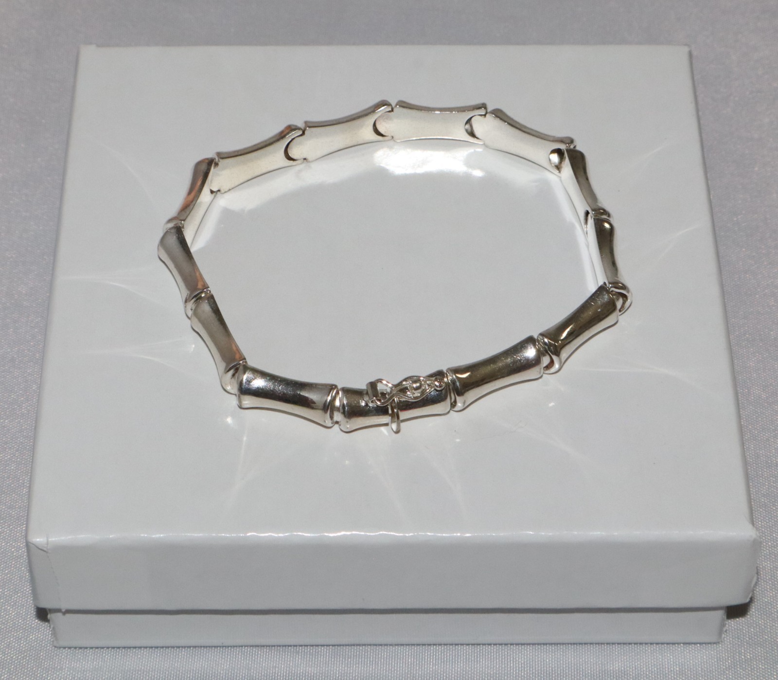 Vintage IBB Sterling Silver Bamboo Link Bracelet 7.5 inches 10.9 grams