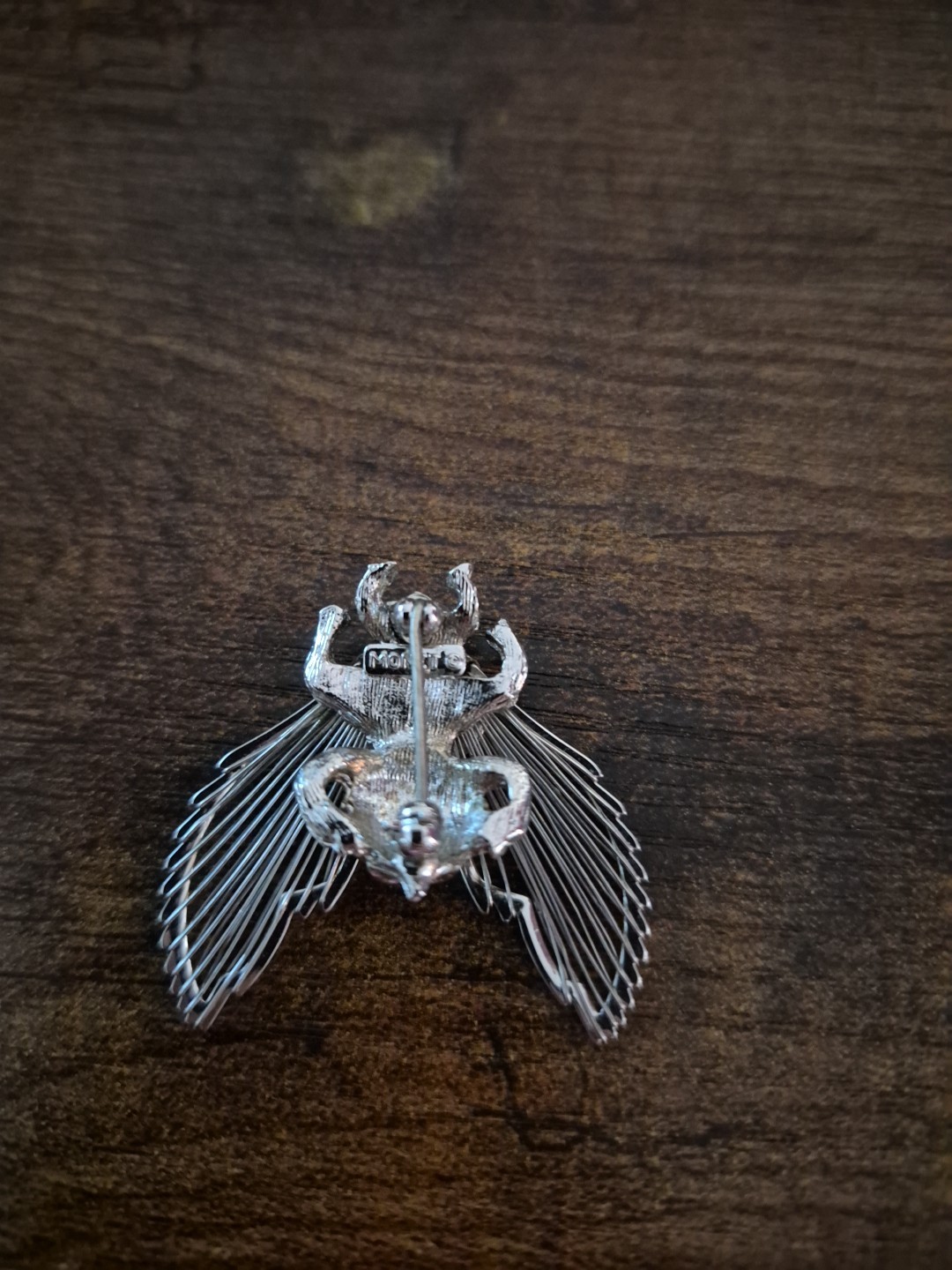 Vintage Monet Silver Tone Flying Insect Bug Brooch Pin Figural Signed