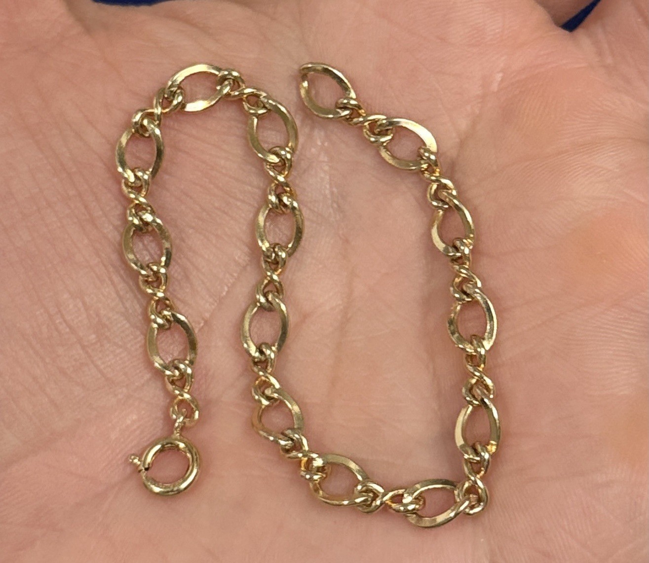 Infinity 12k Gold Filled Curb Figaro Bracelet 7″ 5.6mm Gf Victorian Stunning 5g