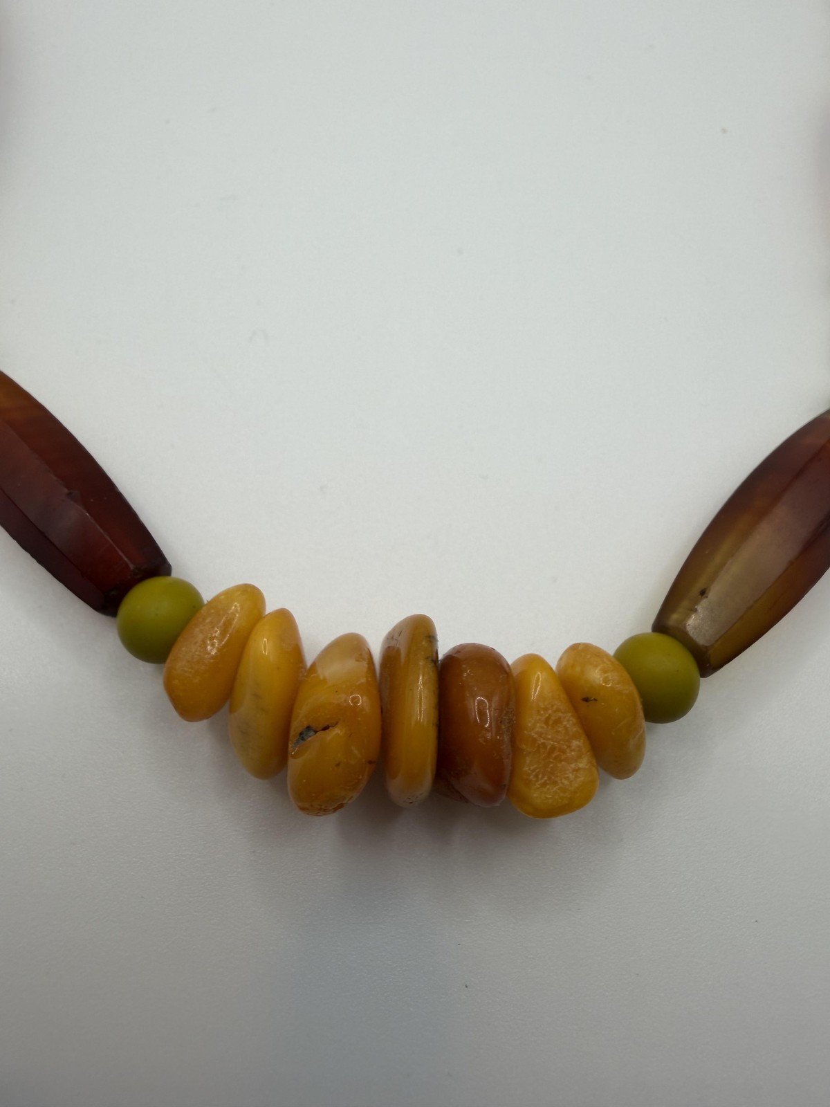 925 BROWN YELLOW BEADED STATEMENT NECKLACE TOGGLE CLASP BOHO 23IN WOMENS JEWELRY