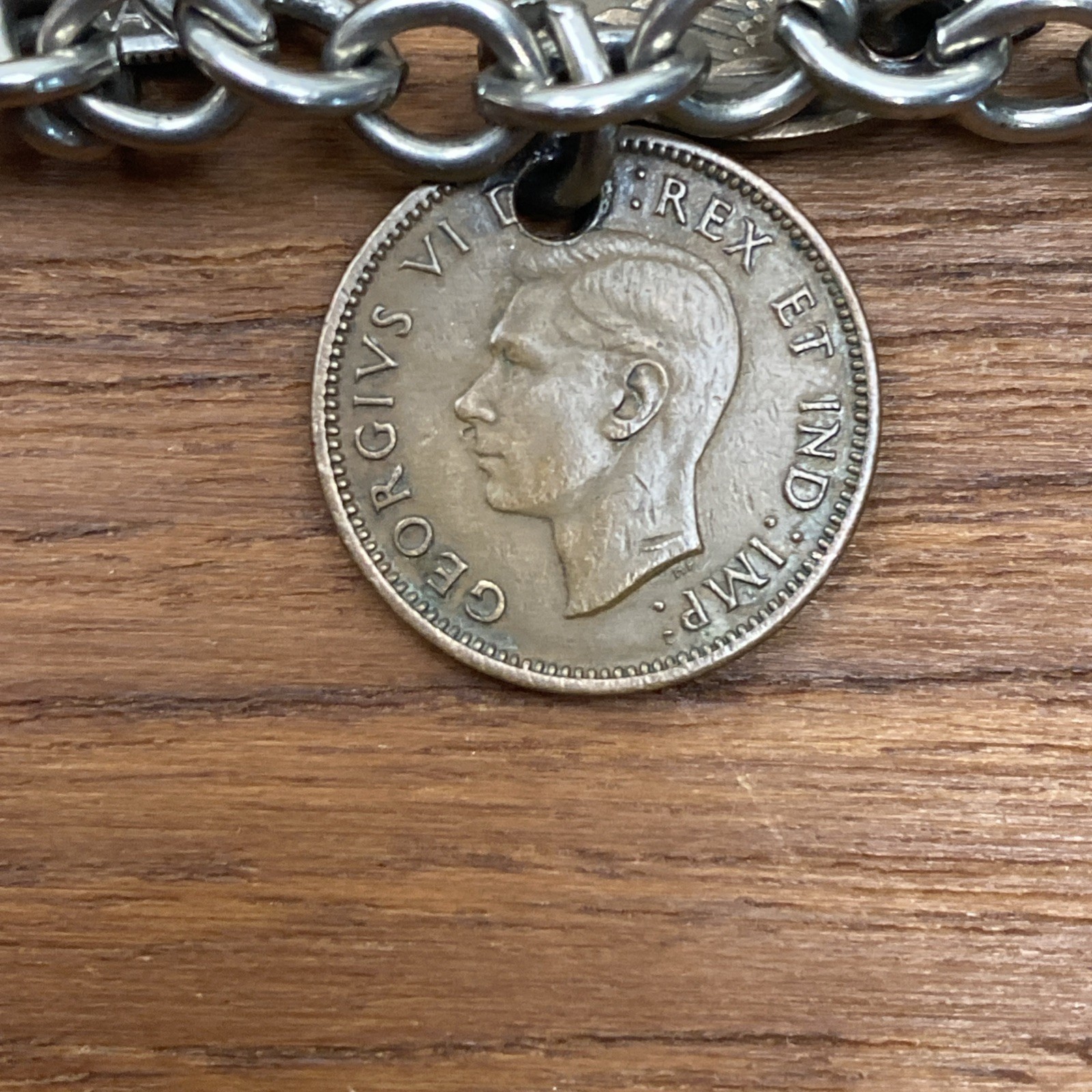 Vintage International Coin Bracelet Barber Dime Silver Reichspfenning