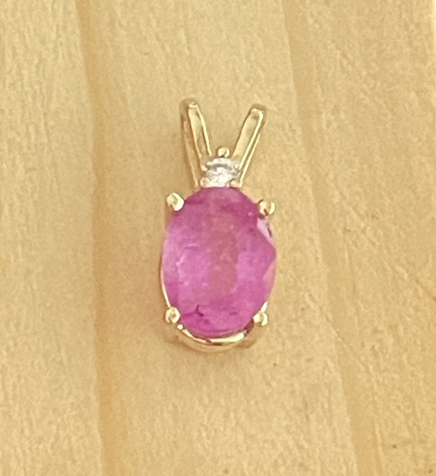 14k Yellow Pink Sapphire & Diamond Pendant (X37)