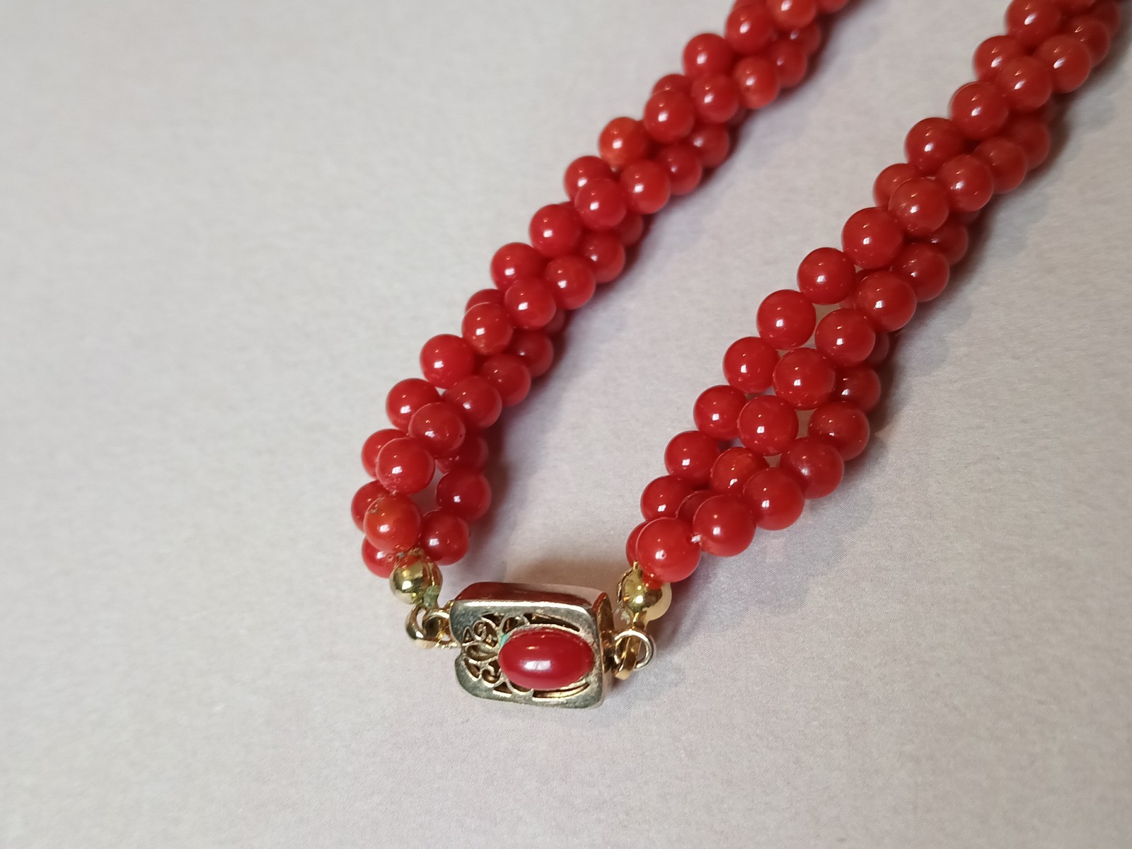 Ox Blood Red Mediterranean Coral Beaded Rope Necklace Vintage Victorian Replica
