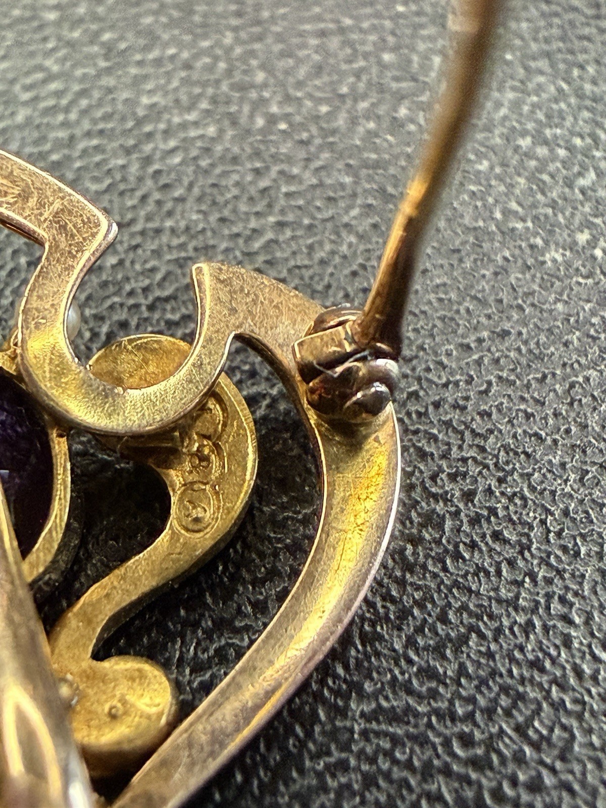 Antique Victorian 14K Gold Amethyst Seed Pearl Convertible Brooch Pendant