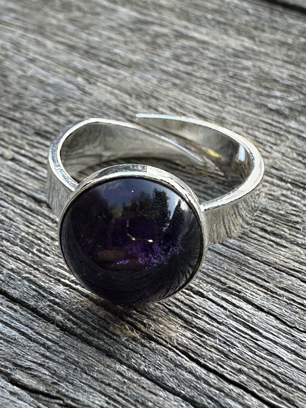 N.E From Vintage Denmark 925S Sterling Silver Modernist Ring Amethyst 1398