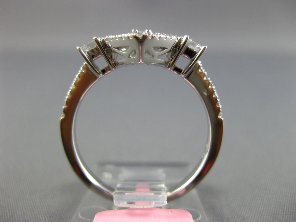 ESTATE .93CT DIAMOND 18KT WHITE GOLD 3D FLOWER SQUARE PROMISE RING F/G VVS/VS