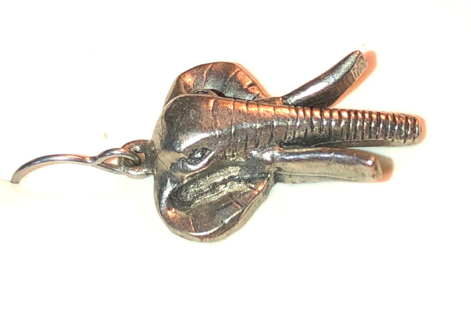 Silver Elephant Earrings Pewter Safari Drop Dangle Jim Clift GOP 80s Vintage