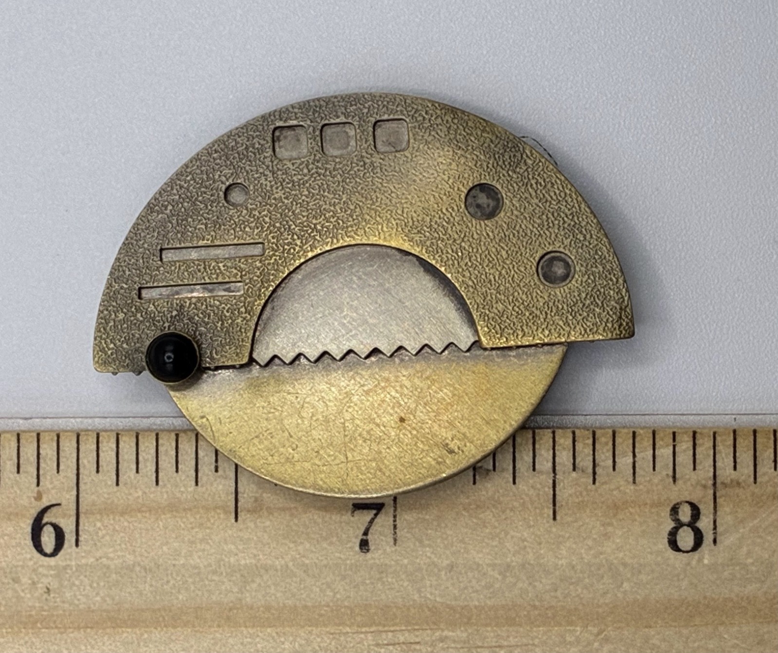 Brutalist Artisan Mixed Metals & Gemstone Brooch Scarf Clip