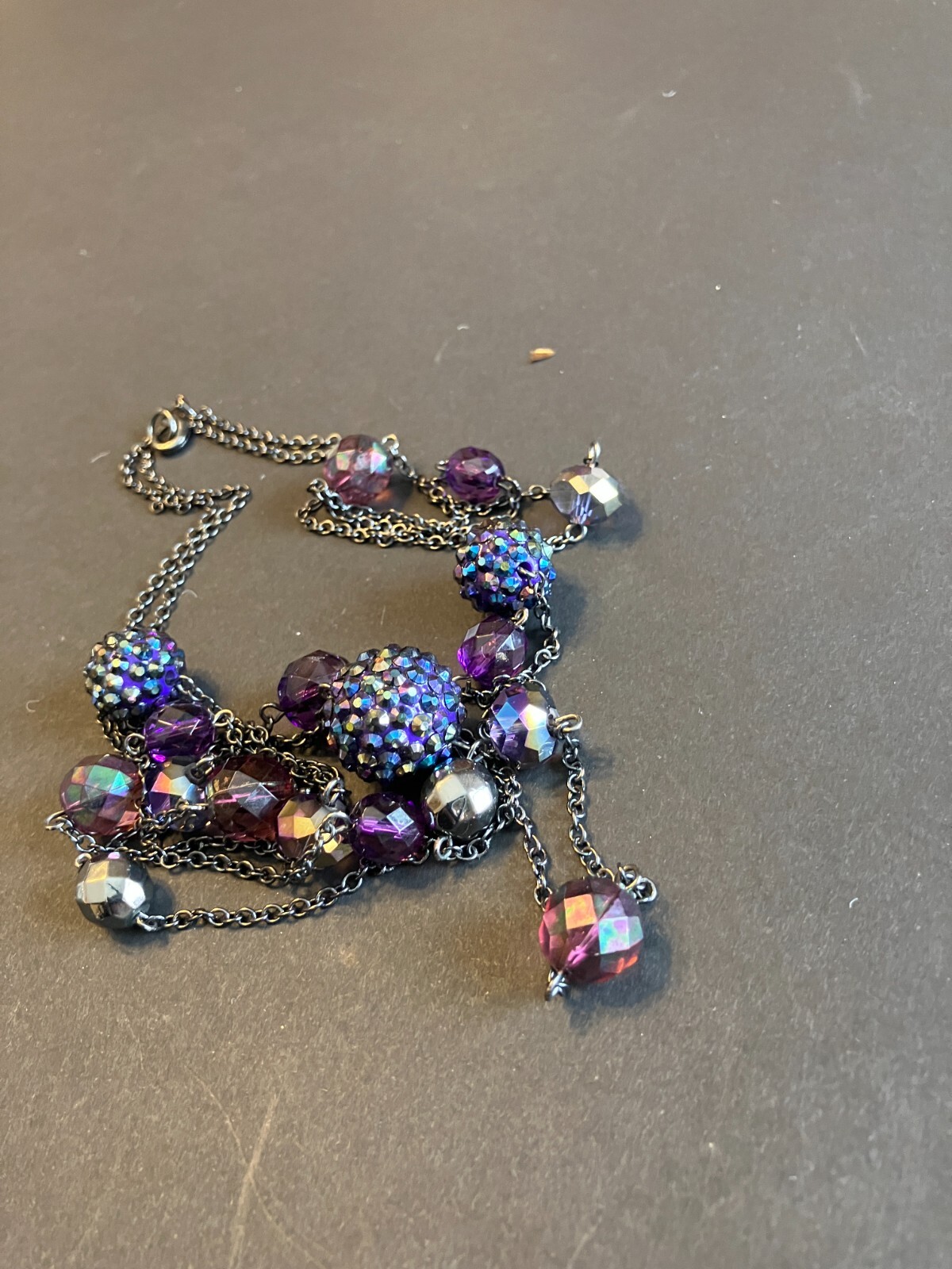 31″ Two-Strand Bead Necklace, Pinkish Purple in Color w/Hook & Eye Closure