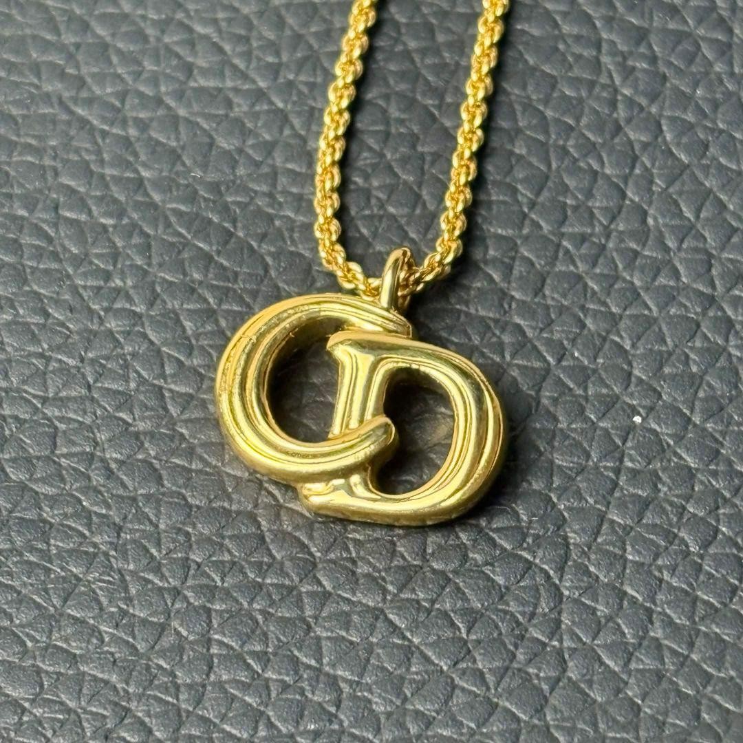 Christian Dior CD Logo Gold Necklace 45cm Vintage