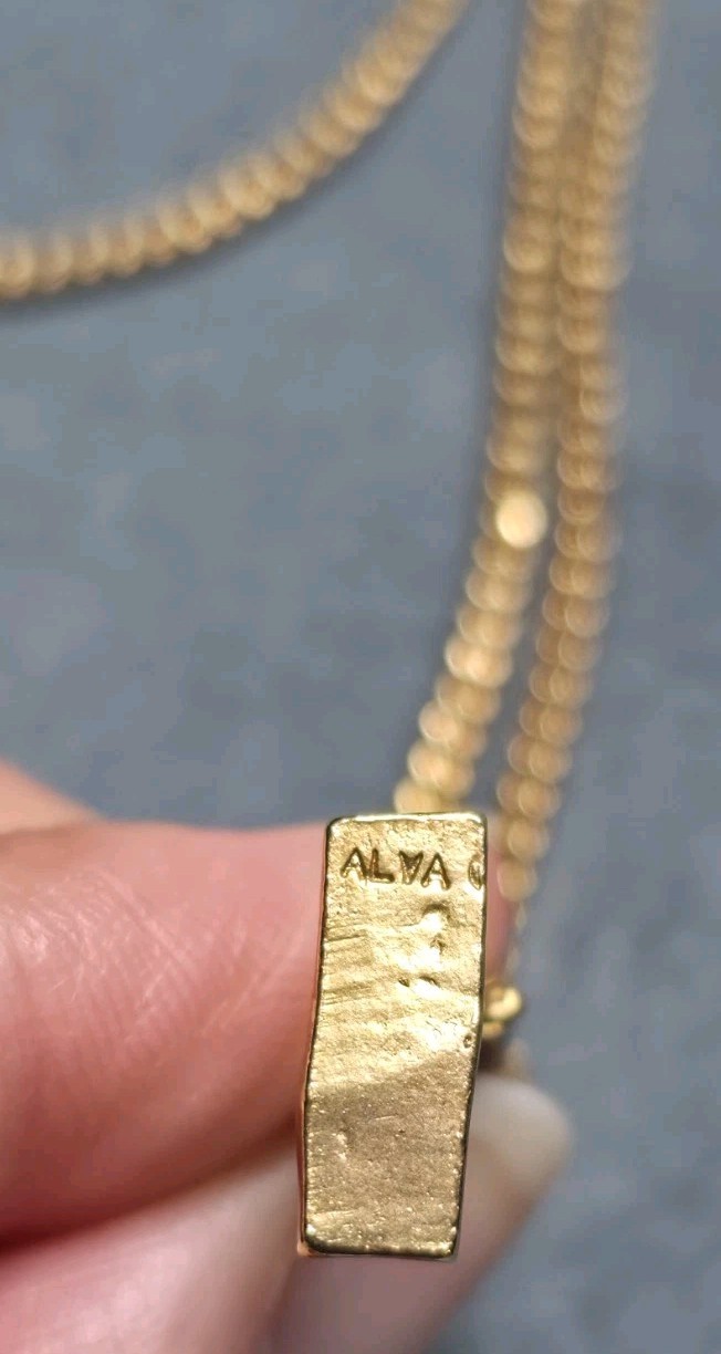 Vintage Alva Museum Replica Egyptian Nefertem God Pendant Necklace 1970s Signed