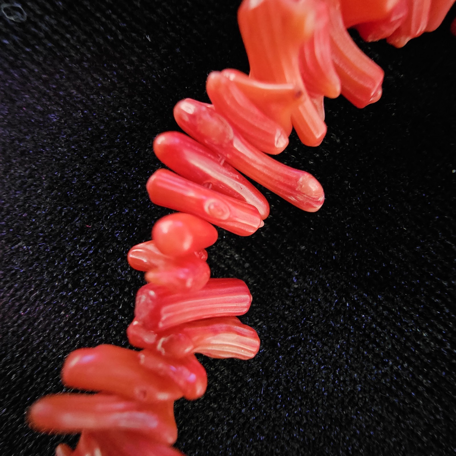 Vintage Red Branch Coral Dainty Necklace & Bracelet Set Retro Beachy Boho 16″