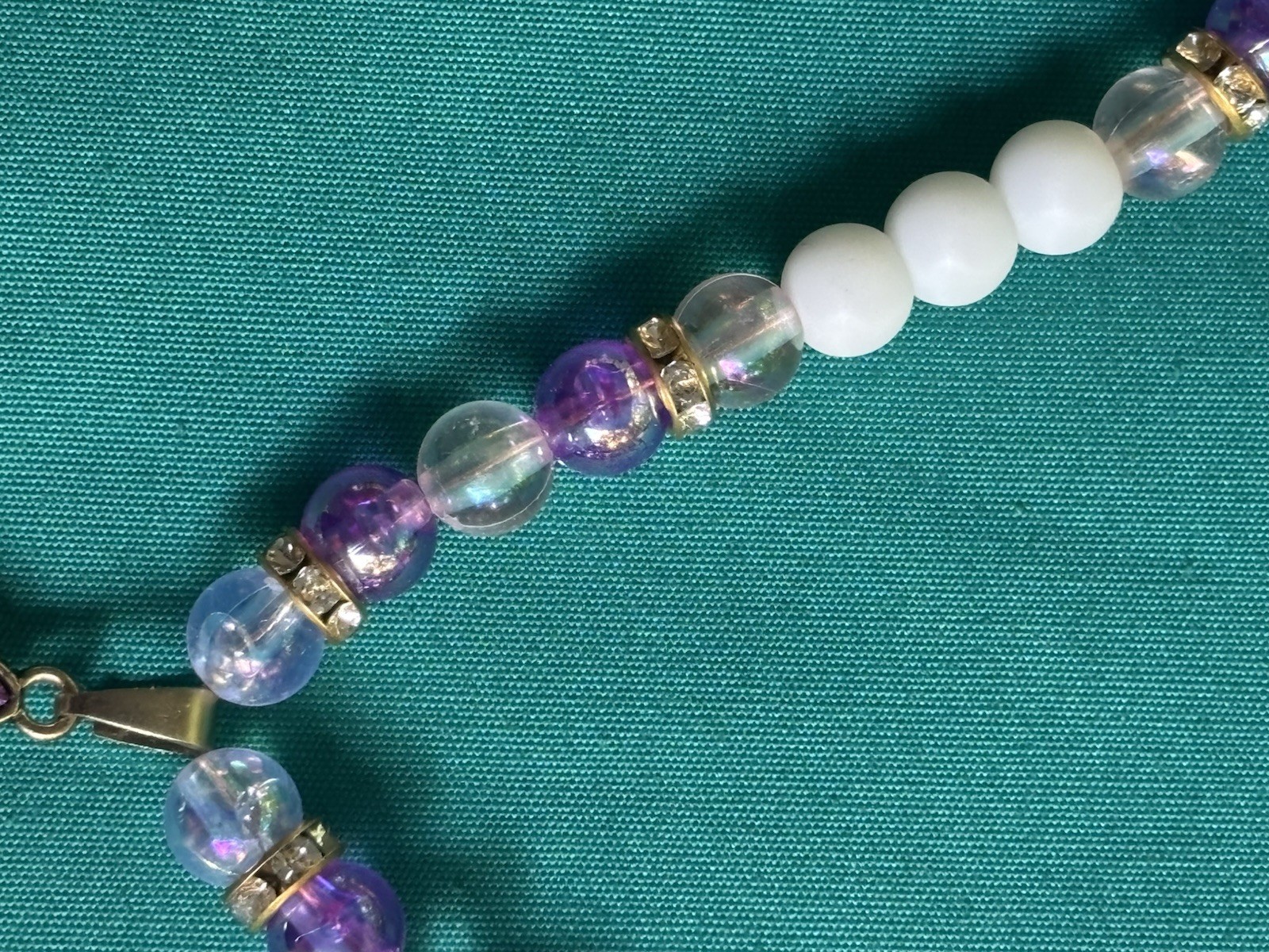 Statement Necklace Large Pendant Pink Purple White Clear Iridescent 26”