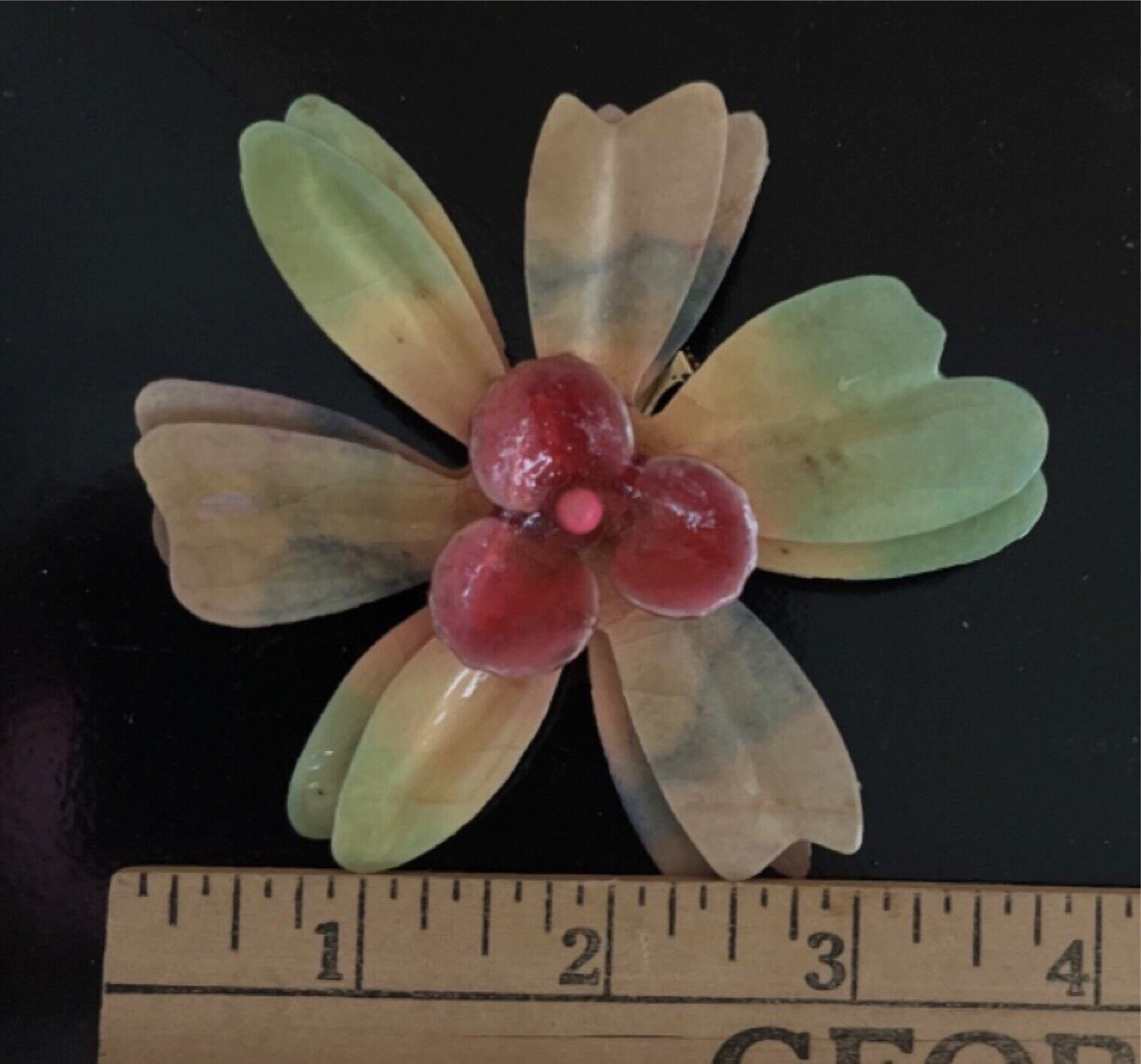 Vintage Large Enamel Flower Pin – lightweight not metal – papier mache? resin?