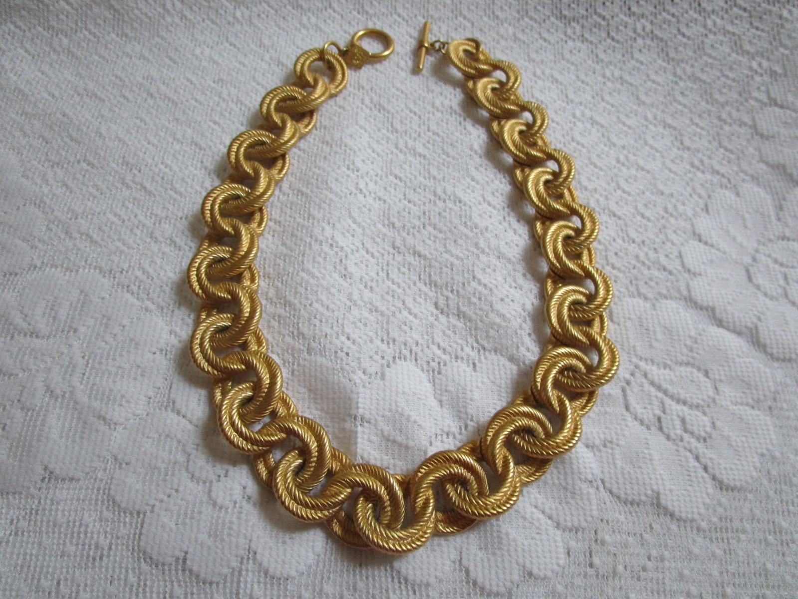 Vintage Anne Klein Necklace Chunky Texture Double Rope Link Signed 18” L XLNT