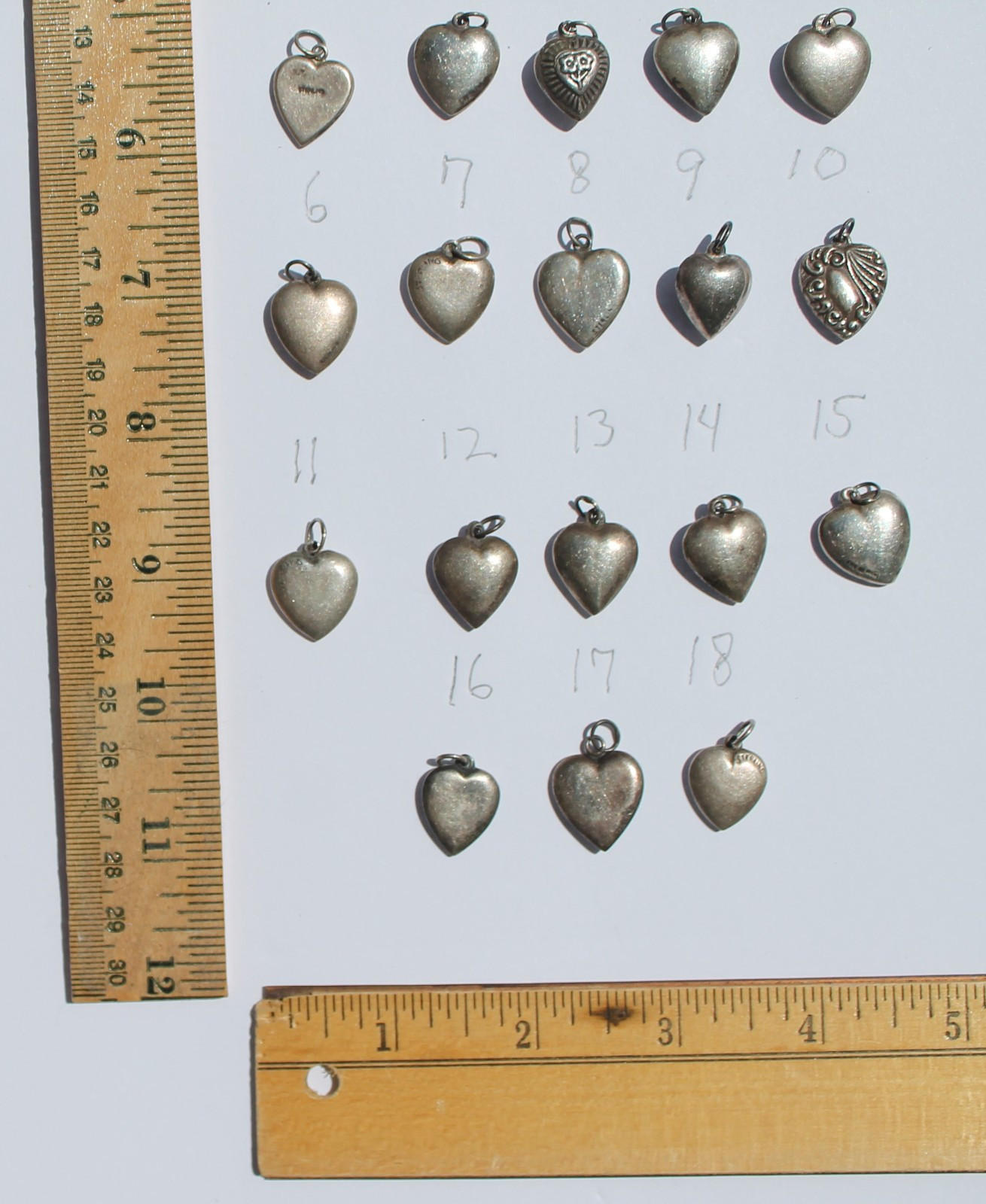 Vintage 1940s Sterling Silver Puffy Heart Charms WWII Sweetheart CHOOSE ONE