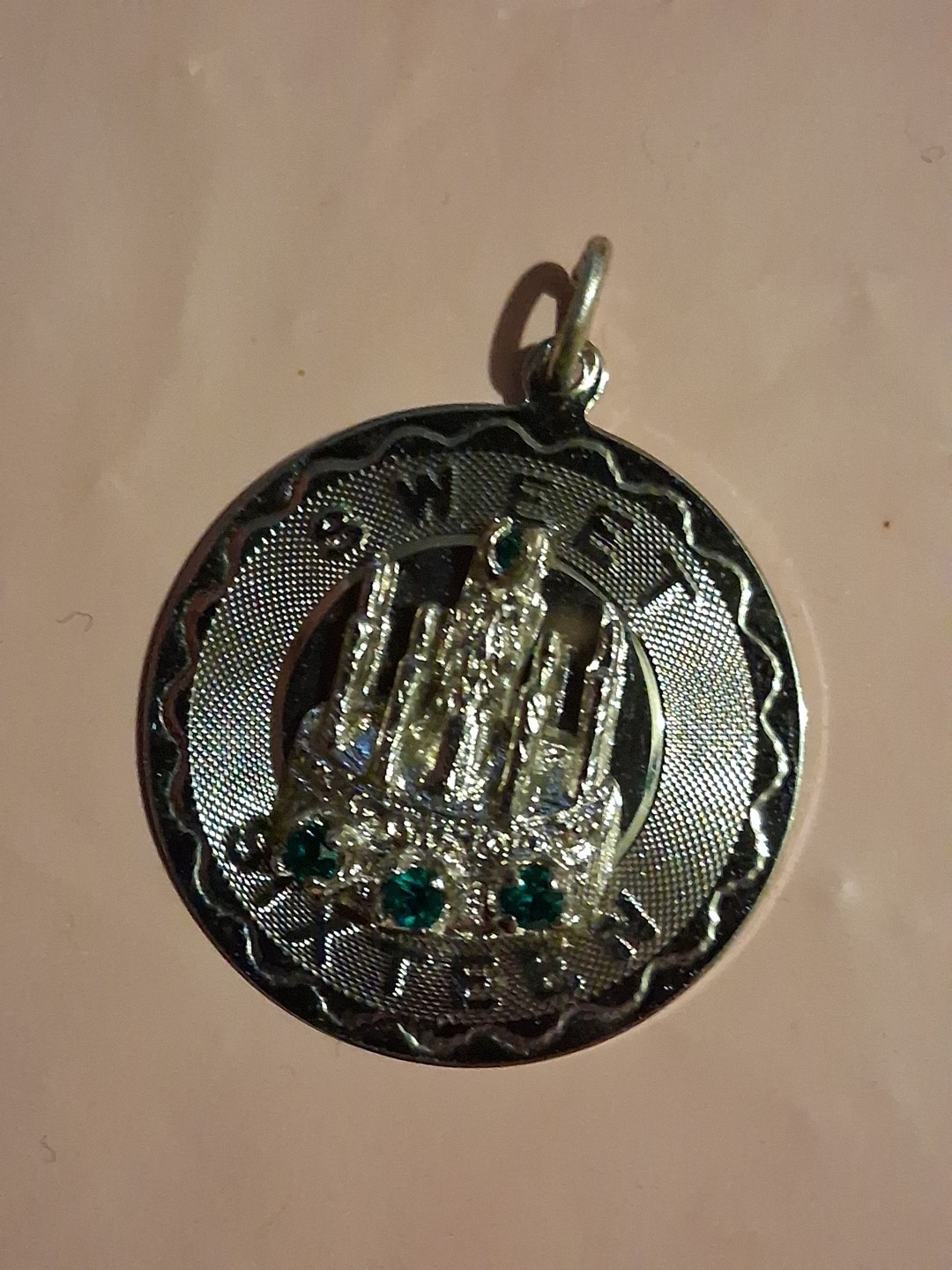 Vintage 70s Charm for Birthday Sterling Silver Sweet 16 May Birthstone Emerald