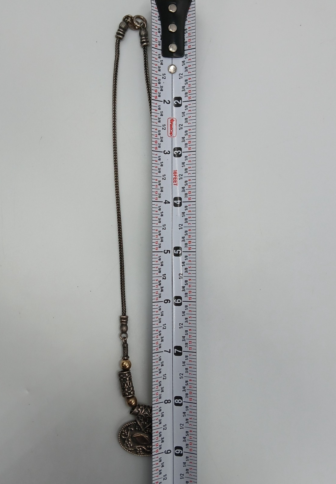 14K 925 Zanfeld Necklace 16in Sterling Silver Gold 24g tw Taxco Mexico Estate