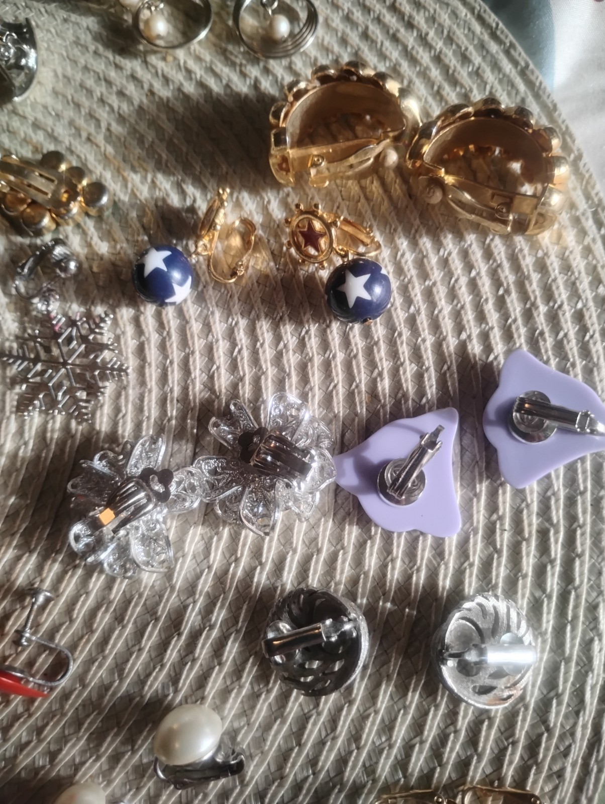32 Pairs Of Vintage Clip On Earrings
